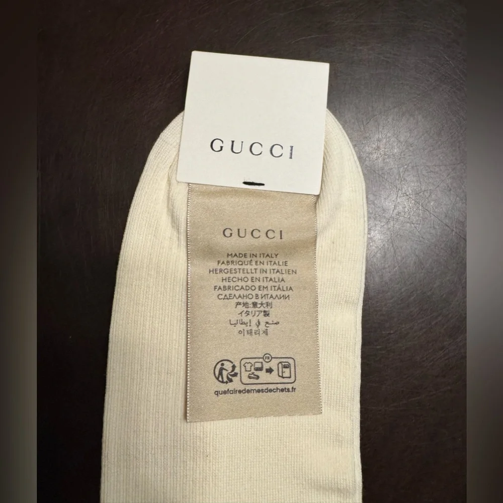 New Authentic Gucci Logo Socks White Size S